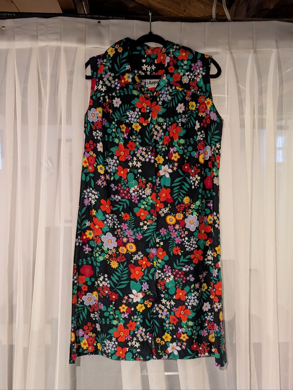 1960s Rainbow Floral Shift Dress